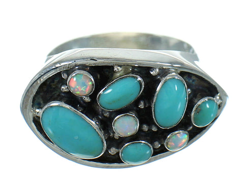 Turquoise Opal And Sterling Silver Ring Size 8 UX84205